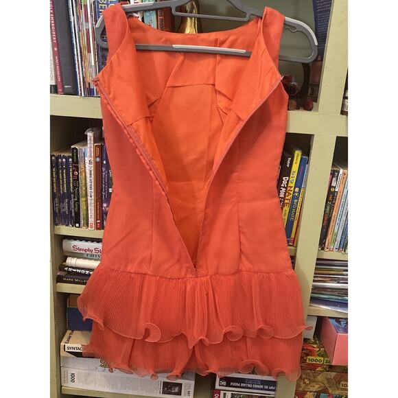 VTG 1960's retro mini tiered cocktail dress Bewitched Peach Flounce Small Mini - Picture 4 of 5